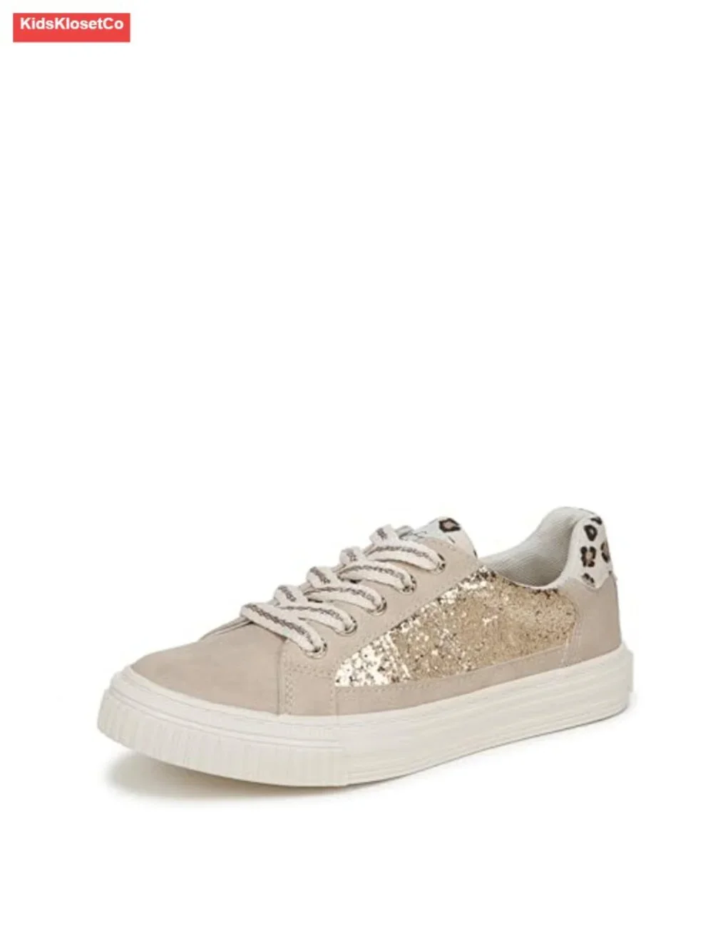 Girls Faux Leather Lace-Up Sneakers Lightweight Casual